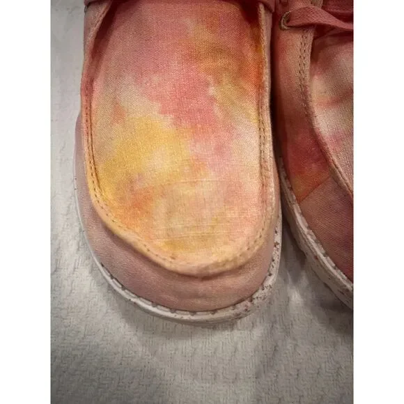 Hey Dude Wendy Tie Dye Lemon Ombre Pink Yellow Shoes Women’s Size 10 - Picture 10 of 15